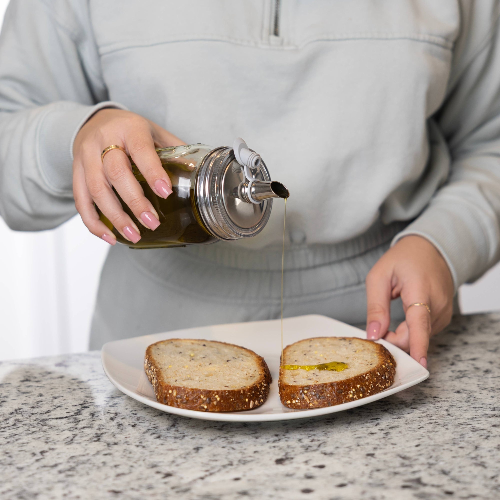 Jarware Glass Mason Jar and Oil Cruet Lid