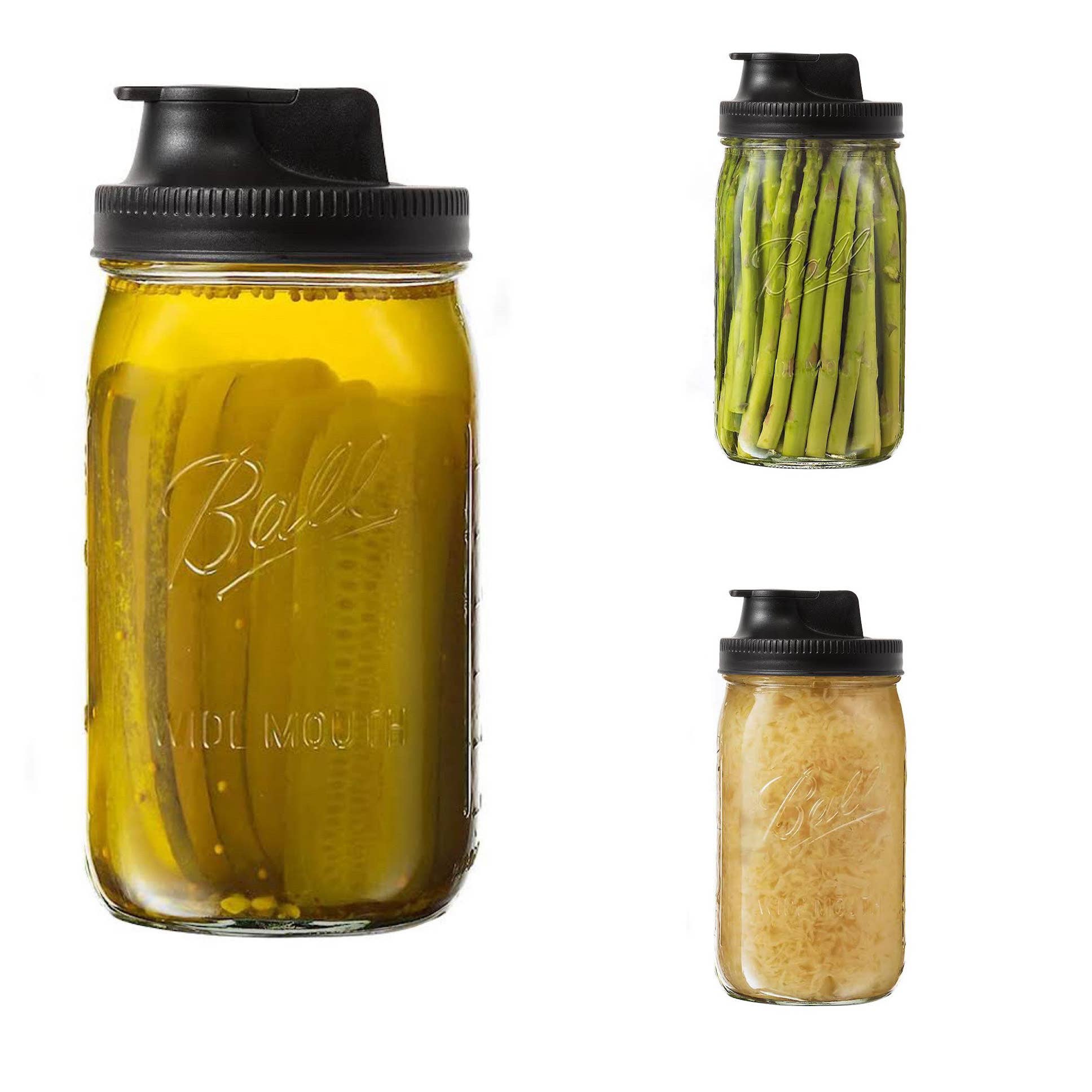 Jarware Black Spout Lid for Wide Mouth Mason Jar