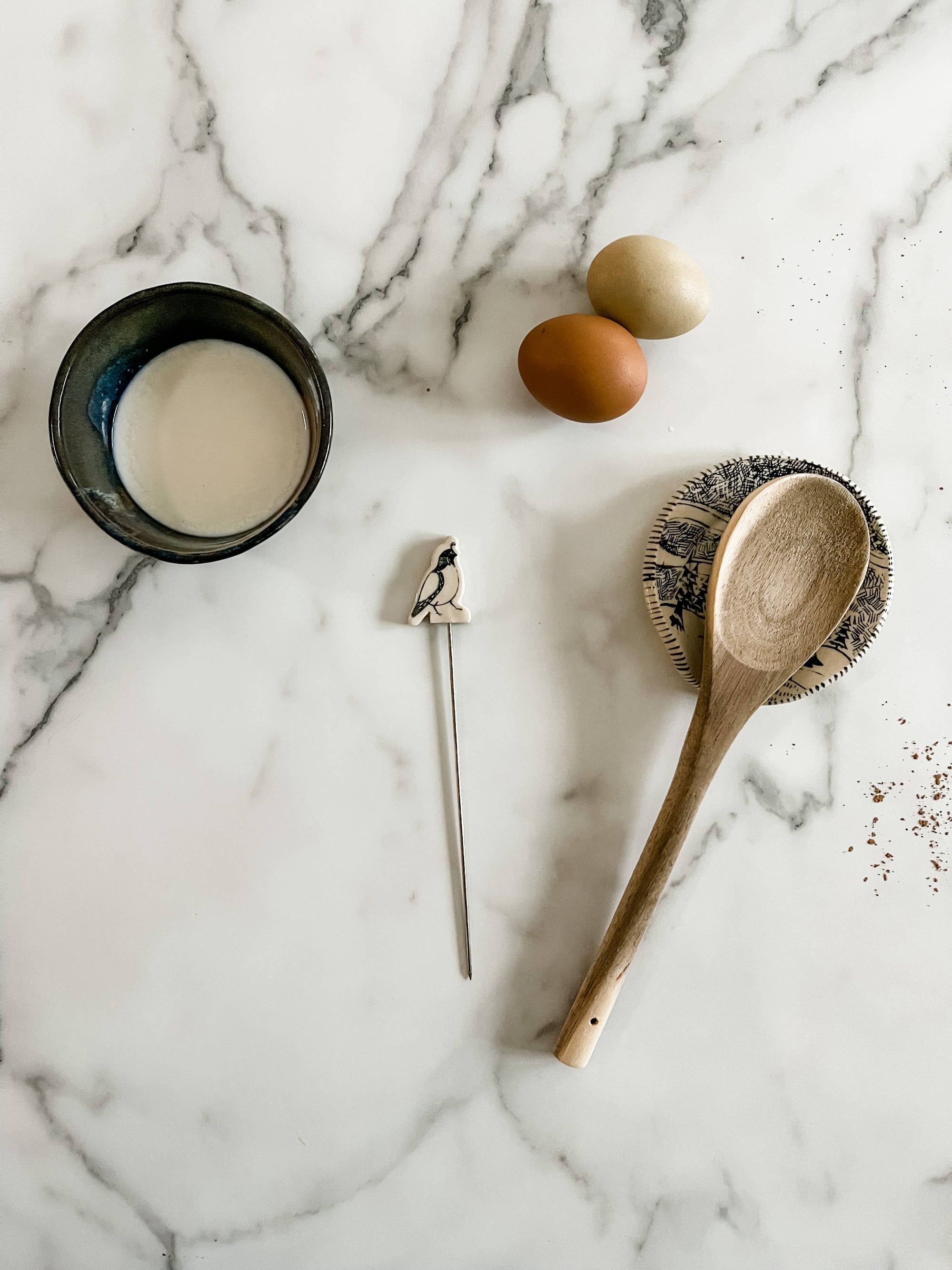 Quail Baking Pick, Handmade Ceramic Cake Tester