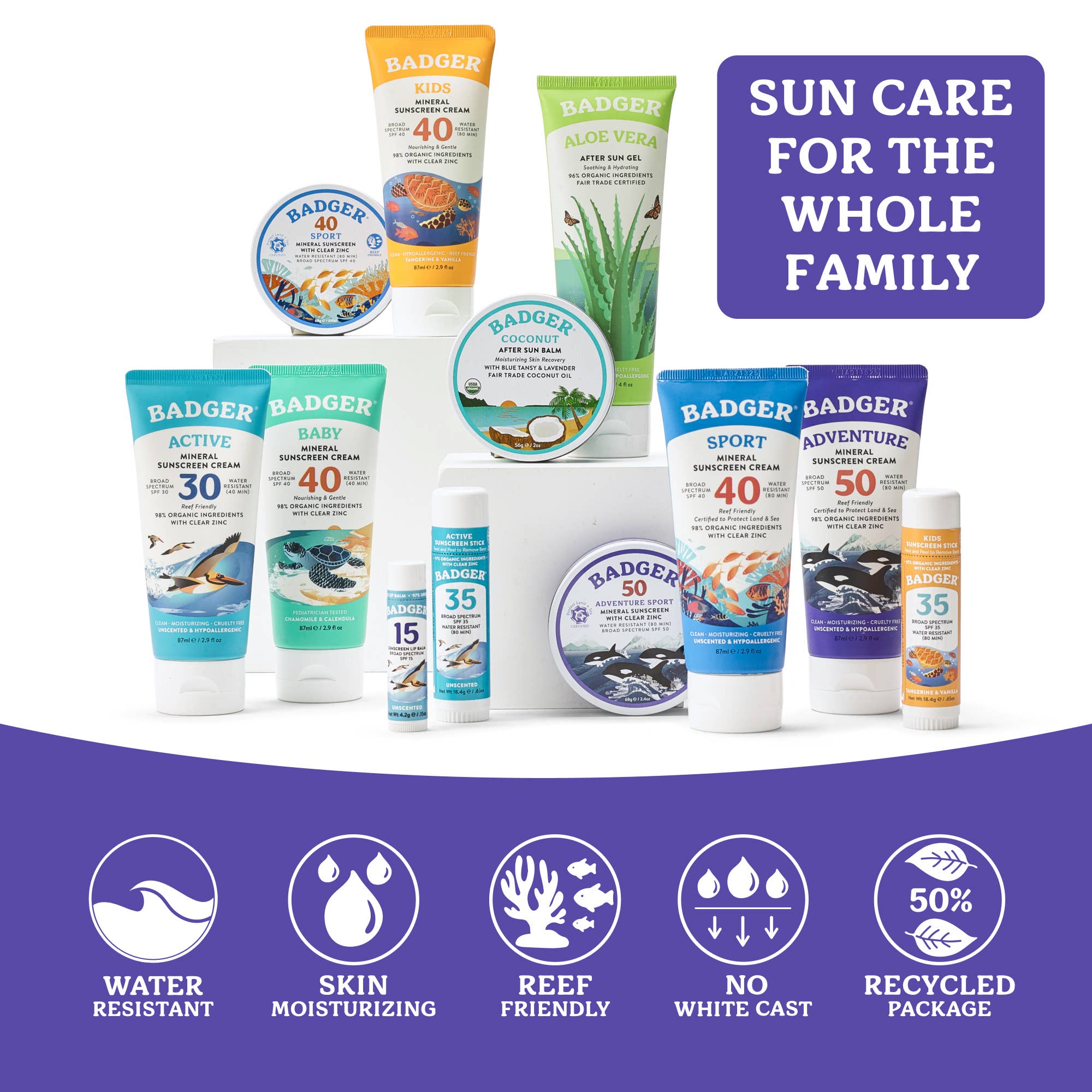 Badger Mineral Sunscreen Cream SPF 50, Zinc Oxide Sun Care