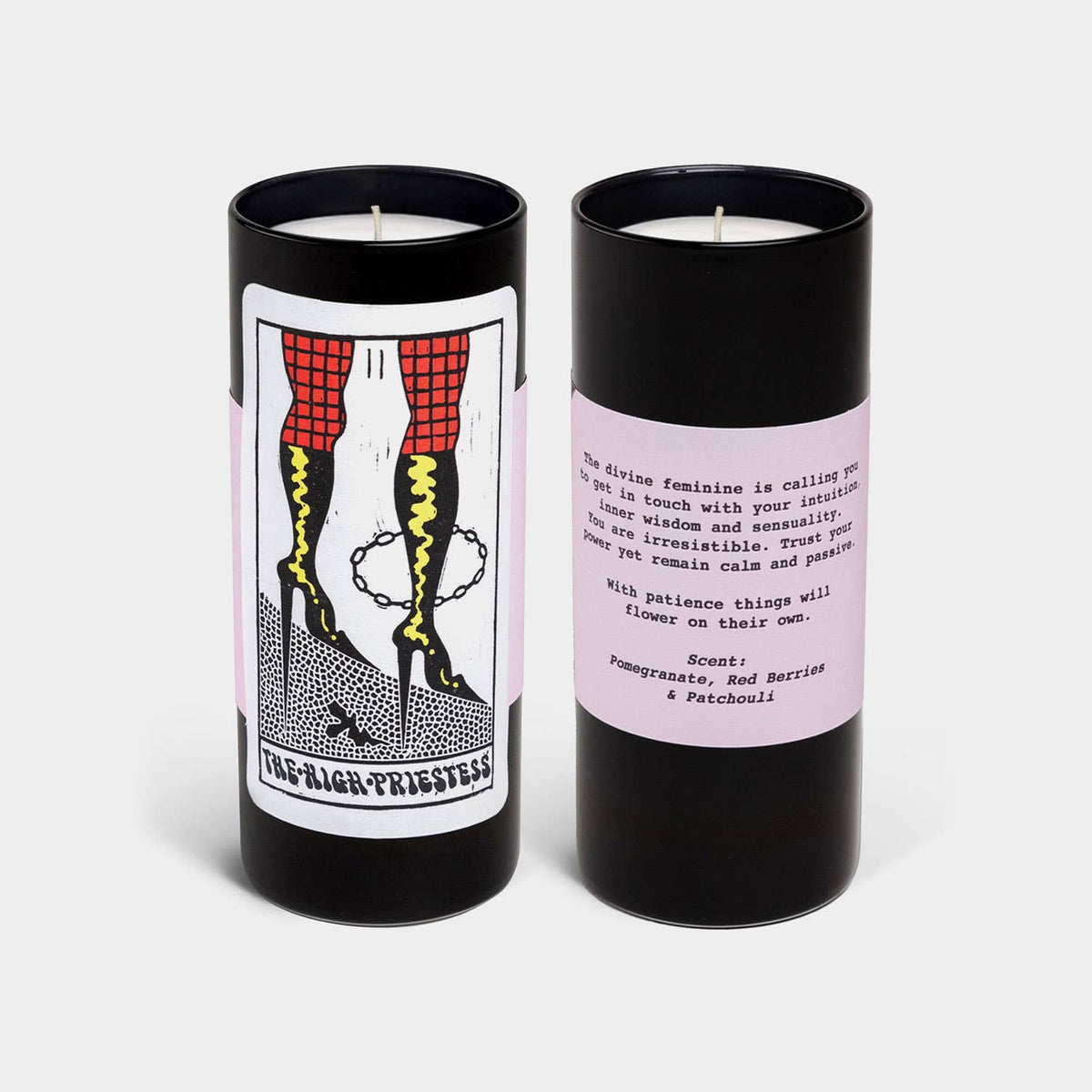 Tarot Candle, High Priestess, 6" Tall &amp; 60 Hr Burn, Berries