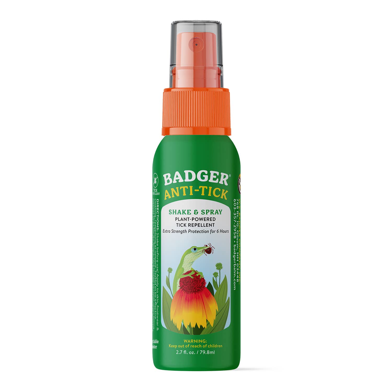 Badger Tick Spray, All Natural Tick Repellent, Deet-Free