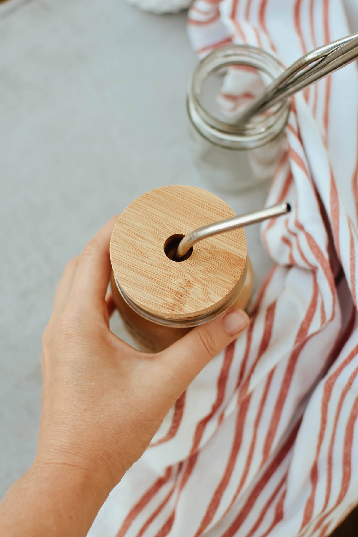 Bamboo Jar Lid WideMouth - WITH HOLE