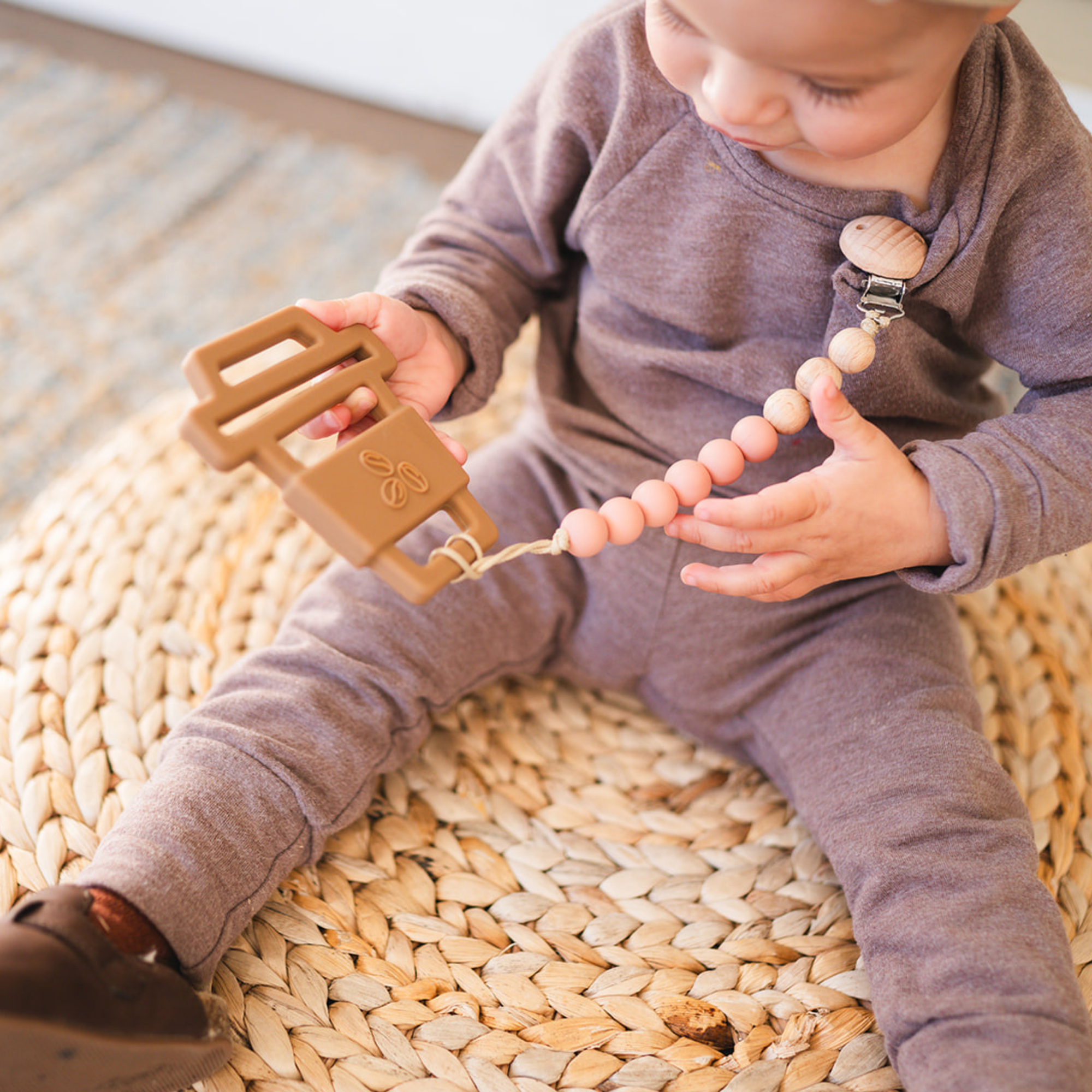 Beaded Wooden &amp; Silicone Pacifier Clip