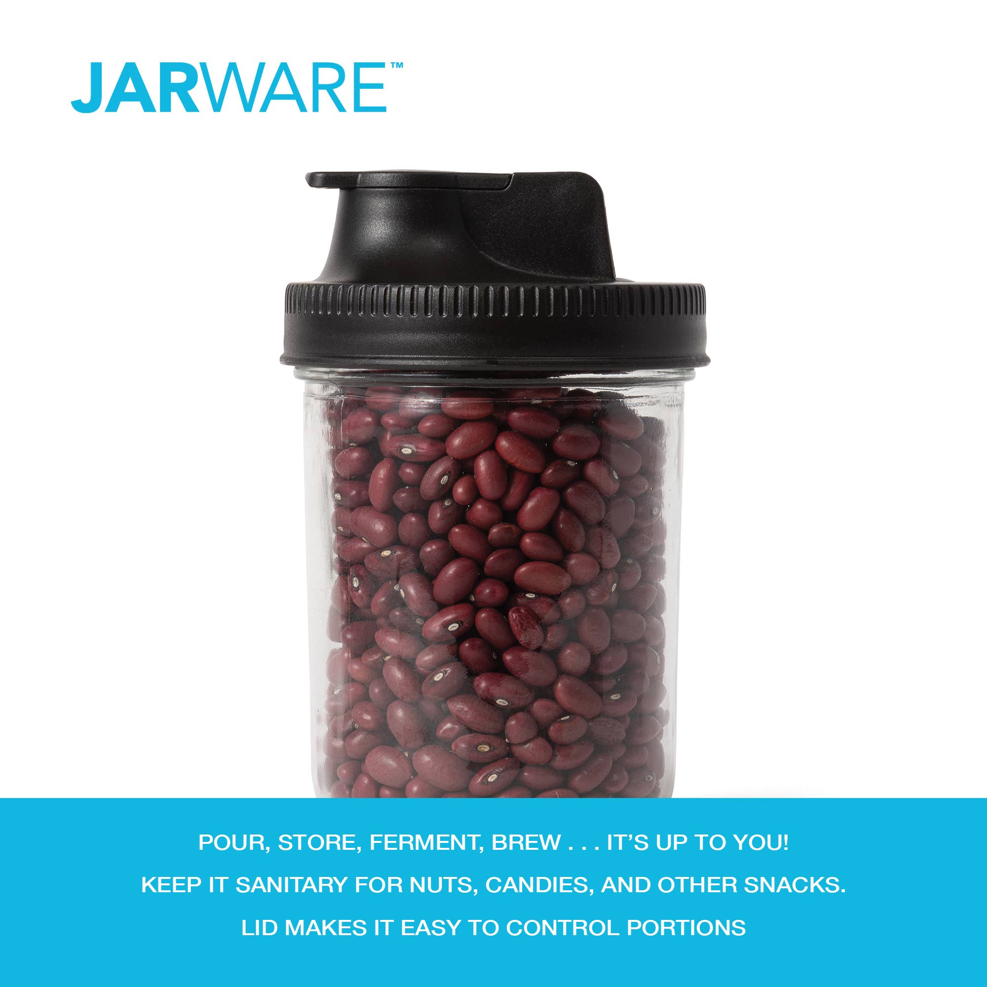 Jarware Black Spout Lid for Wide Mouth Mason Jar