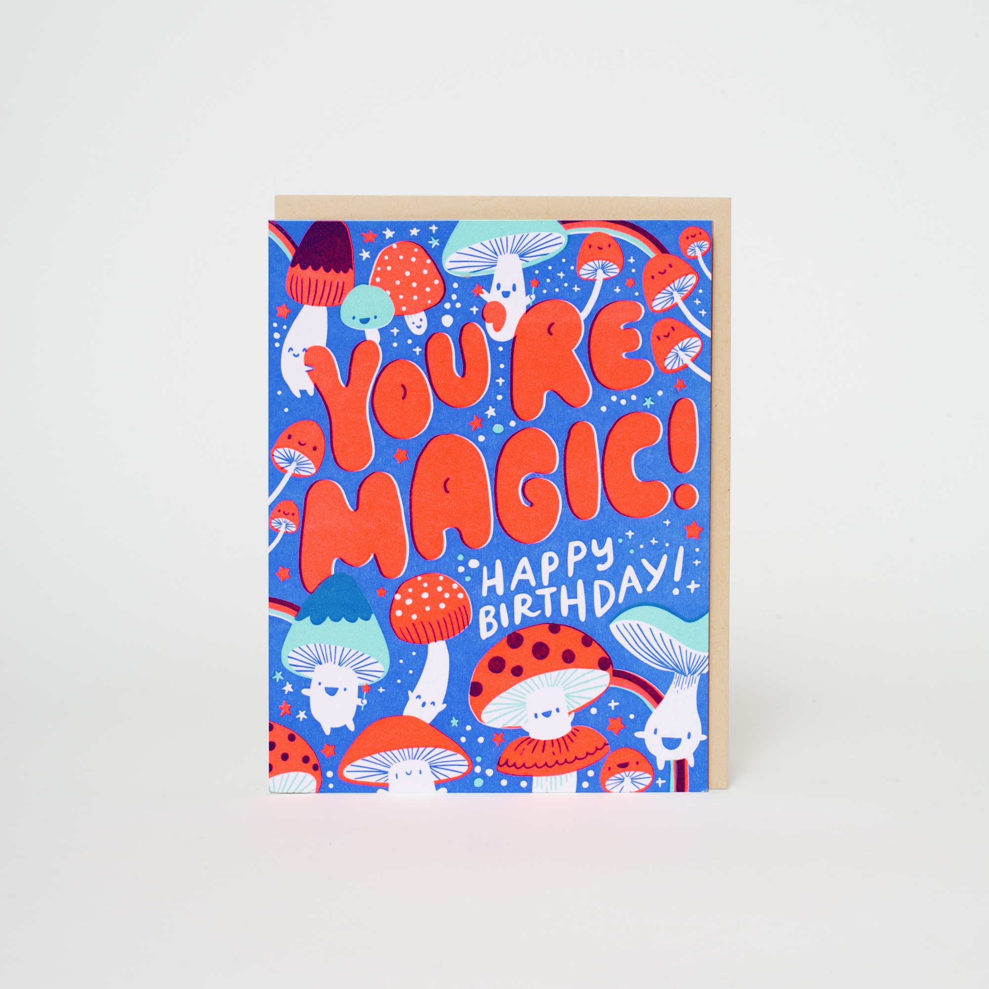 Birthday Magic Mushrooms Letterpress Greeting Card by Hello!Lucky