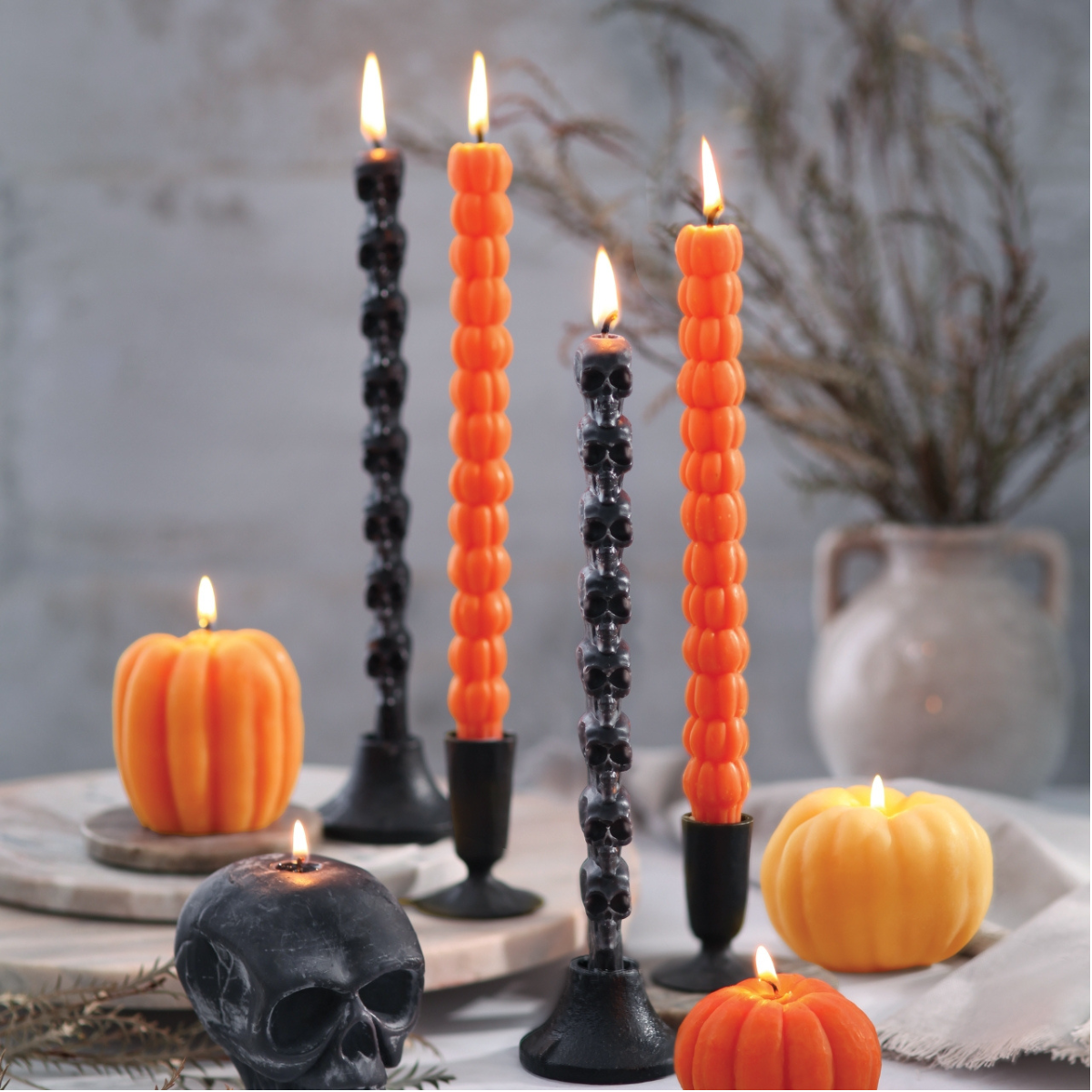 Taper Candles – 100% Pure Beeswax – Sculpted Skull 10"