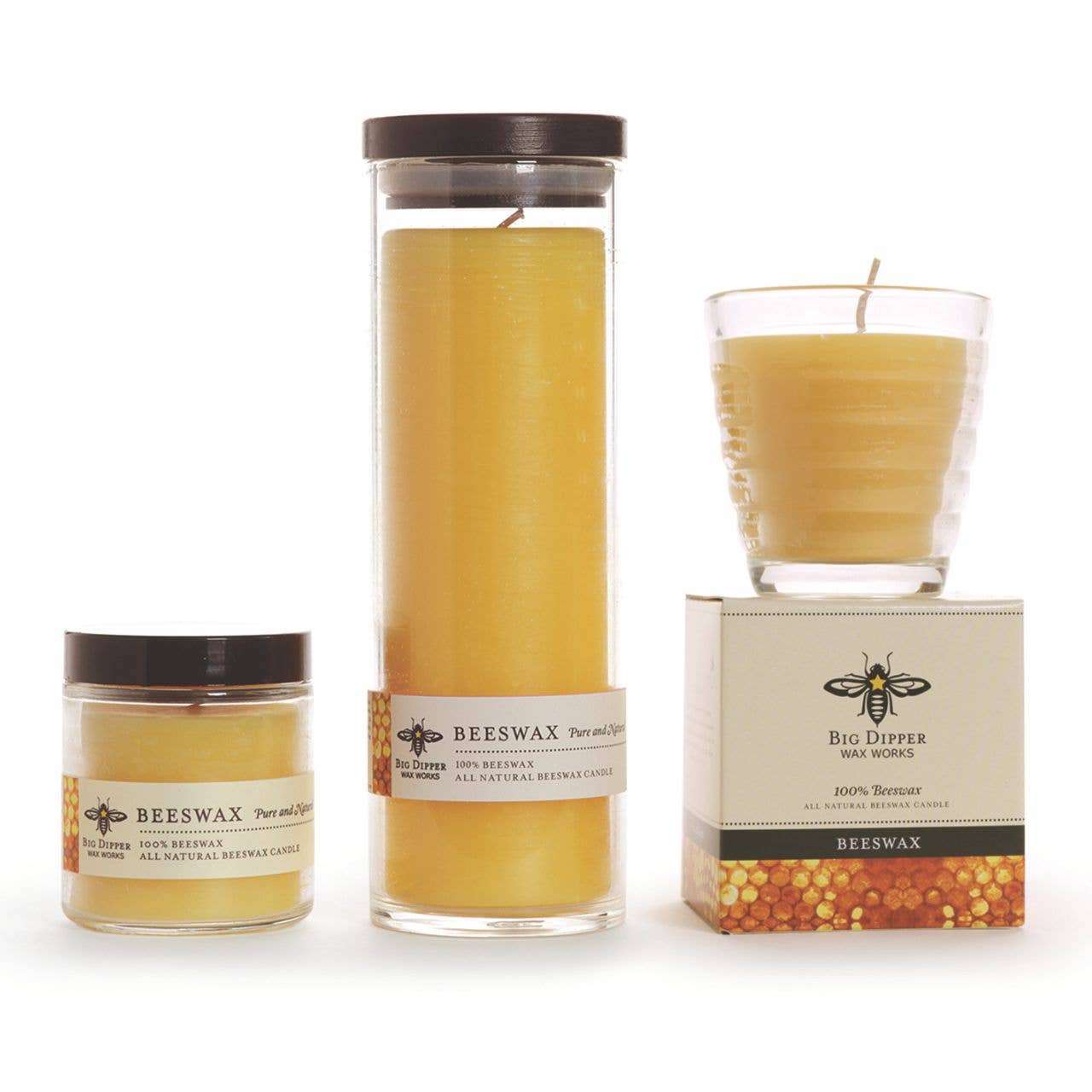 Apothecary Glass Candle – 100% Pure Beeswax – 25 Hour Burn