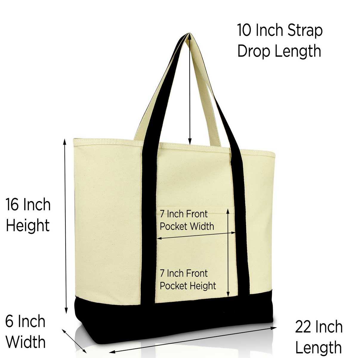 Cotton Canvas Tote Bag (Zippered Top)