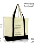 Cotton Canvas Tote Bag (Zippered Top)