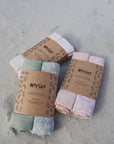 Muslin Cloth 2-pack Green. One Leaf, One Solid