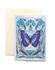 White & Blue Morpho Greeting Card with Removable Butterfly