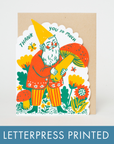 Egg Press Manufacturing - Thank You Gnome Die-cut Letterpress Greeting Card by Phoebe Wahl