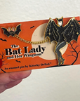 Bat Lady and Her Wingman glittery enamel pin