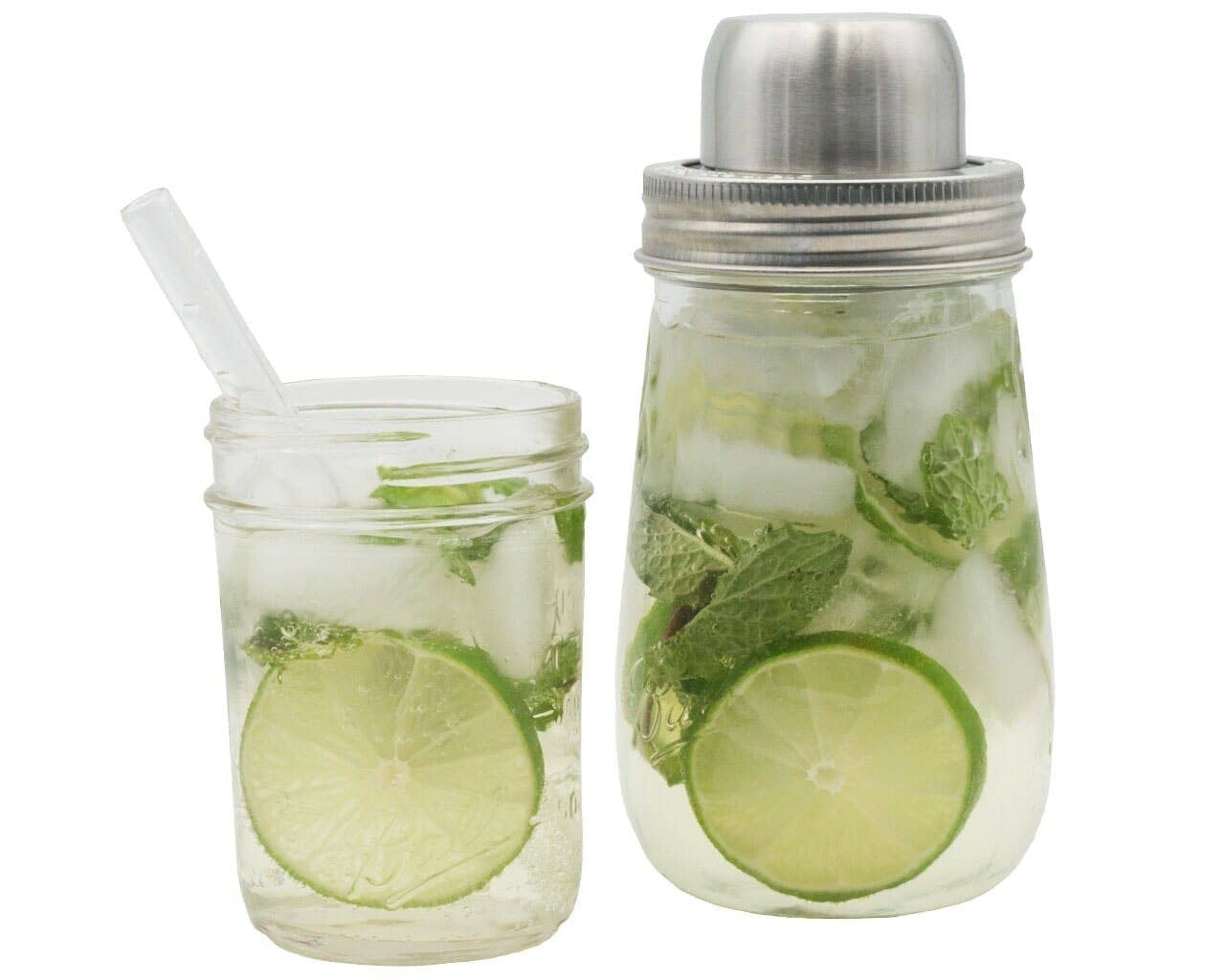 Mason Jar Lifestyle - Mason Shaker Cocktail Shaker Lid with Stainless Steel Band