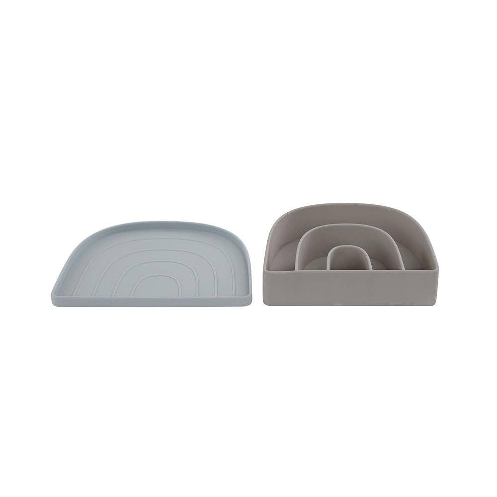 Rainbow Plate &amp; Bowl - Dusty Blue/Clay
