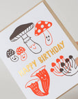 Egg Press Manufacturing - Birthday Mushrooms Letterpress Greeting Card by Fugu Fugu