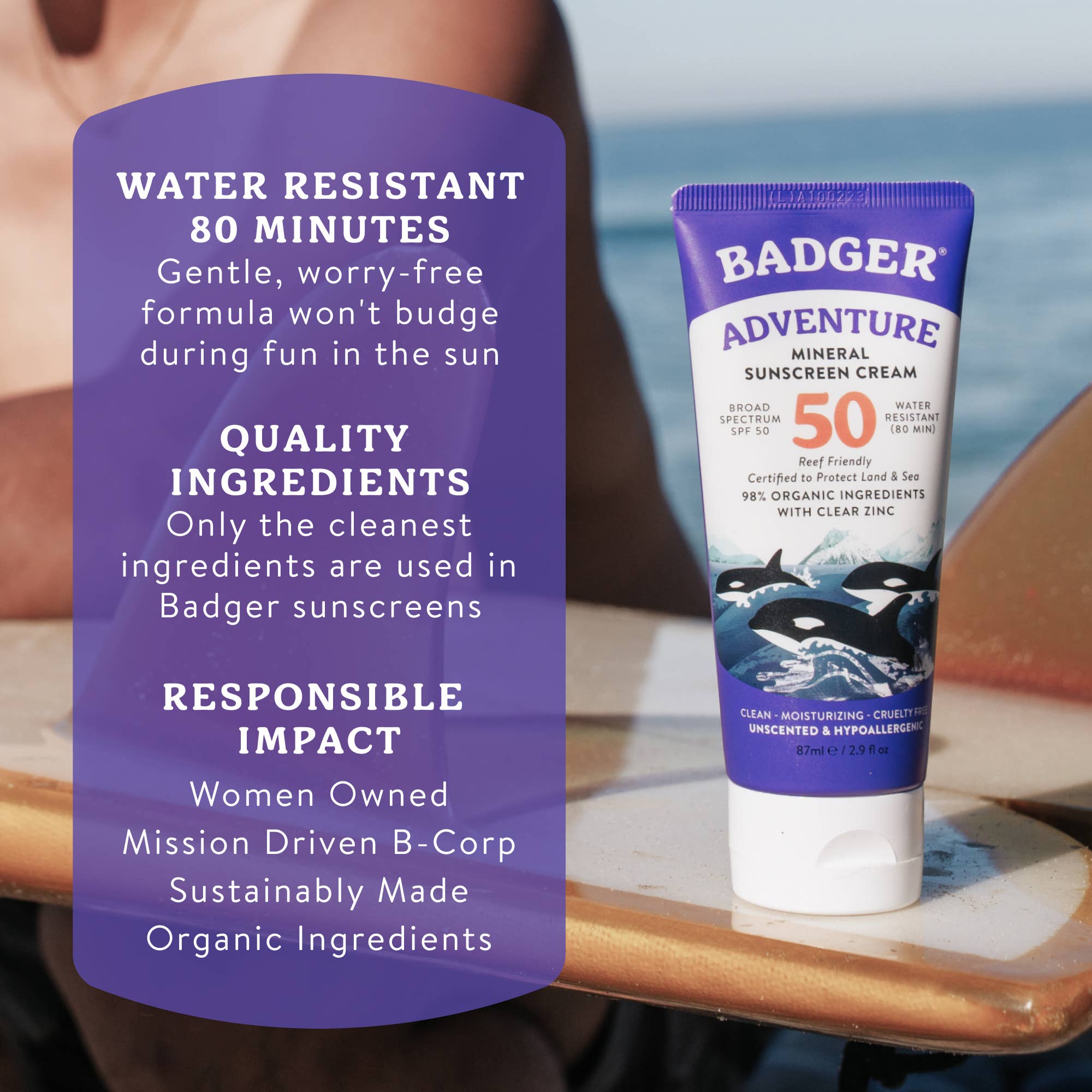 Badger Mineral Sunscreen Cream SPF 50, Zinc Oxide Sun Care