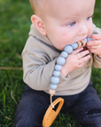 Silicone Bead & Wood Ring Pacifier Clip