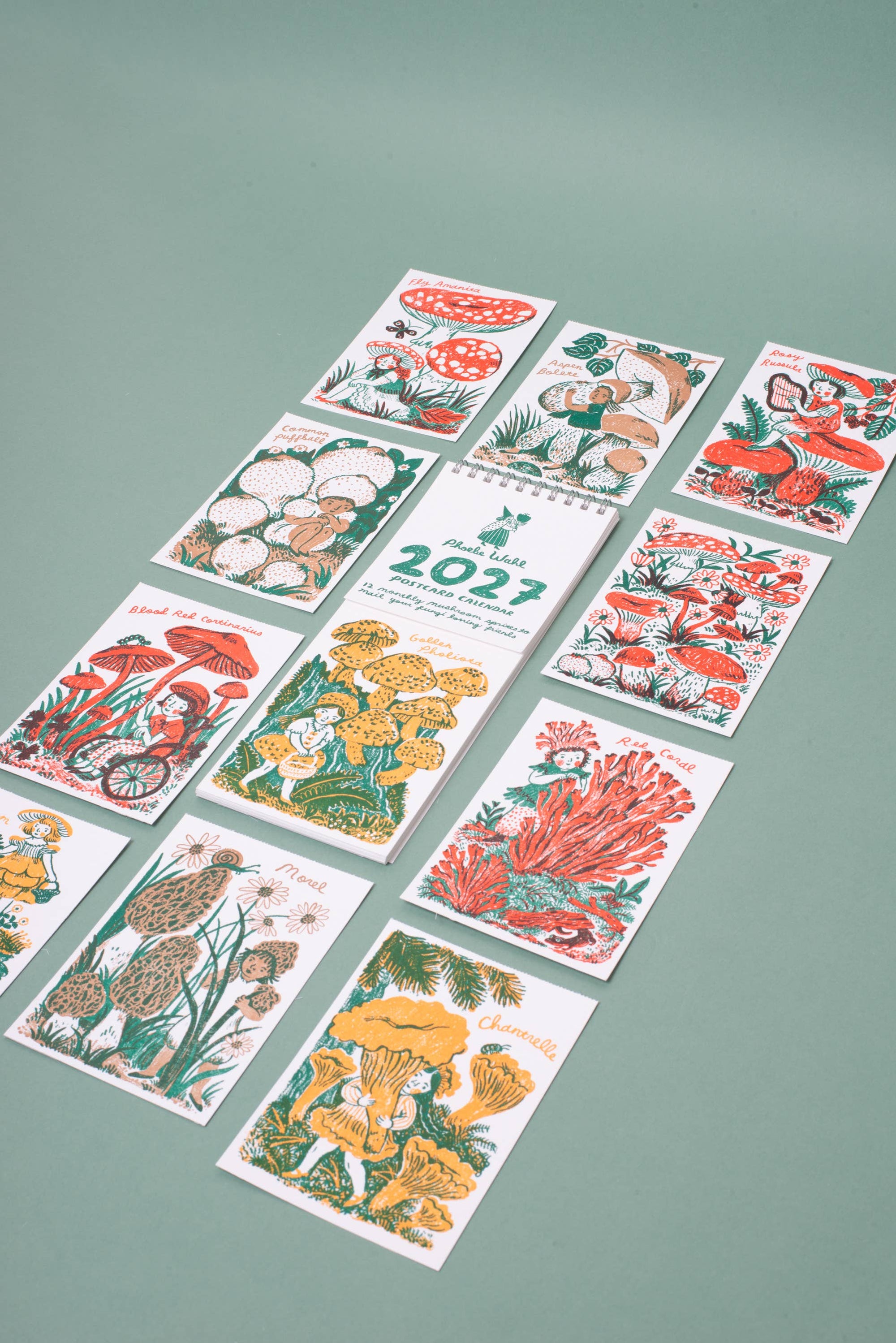 2027 Gnomes &amp; Mushrooms Postcard Wall Calendar Phoebe Wahl