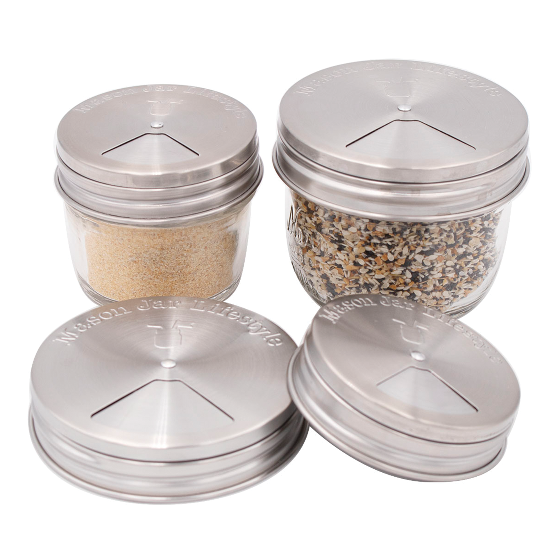 Mason Jar Lifestyle - 4 Pack Stainless Steel Spice Lids