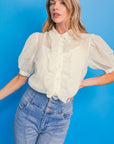 EASY ESSENTIAL IVORY WOVEN TOP