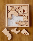 Wooden Safari Animal Puzzle Box for Toddlers