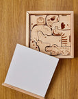 Wooden Safari Animal Puzzle Box for Toddlers