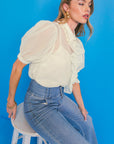 EASY ESSENTIAL IVORY WOVEN TOP