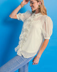 EASY ESSENTIAL IVORY WOVEN TOP